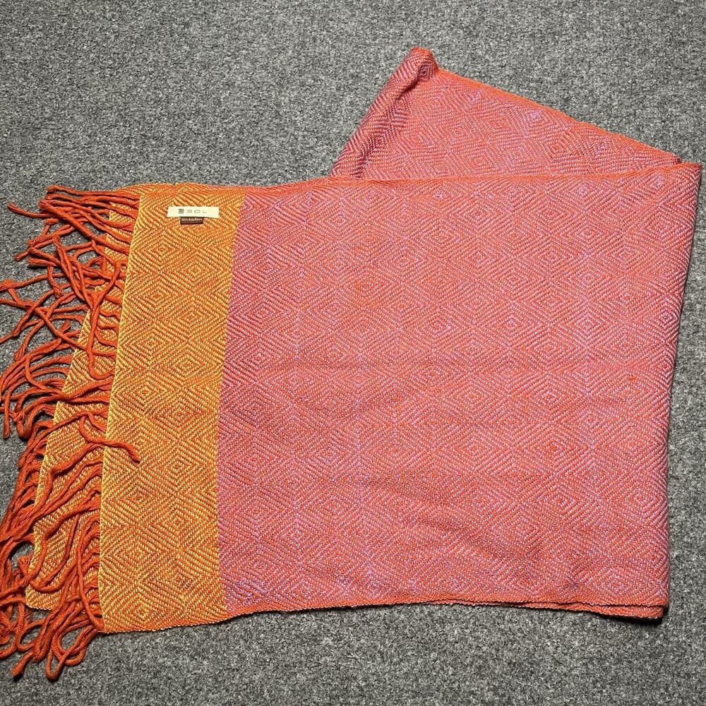 Sol Alpaca Scarf Multi Colorful Fringe Soft Casual 100% Baby Alpaca